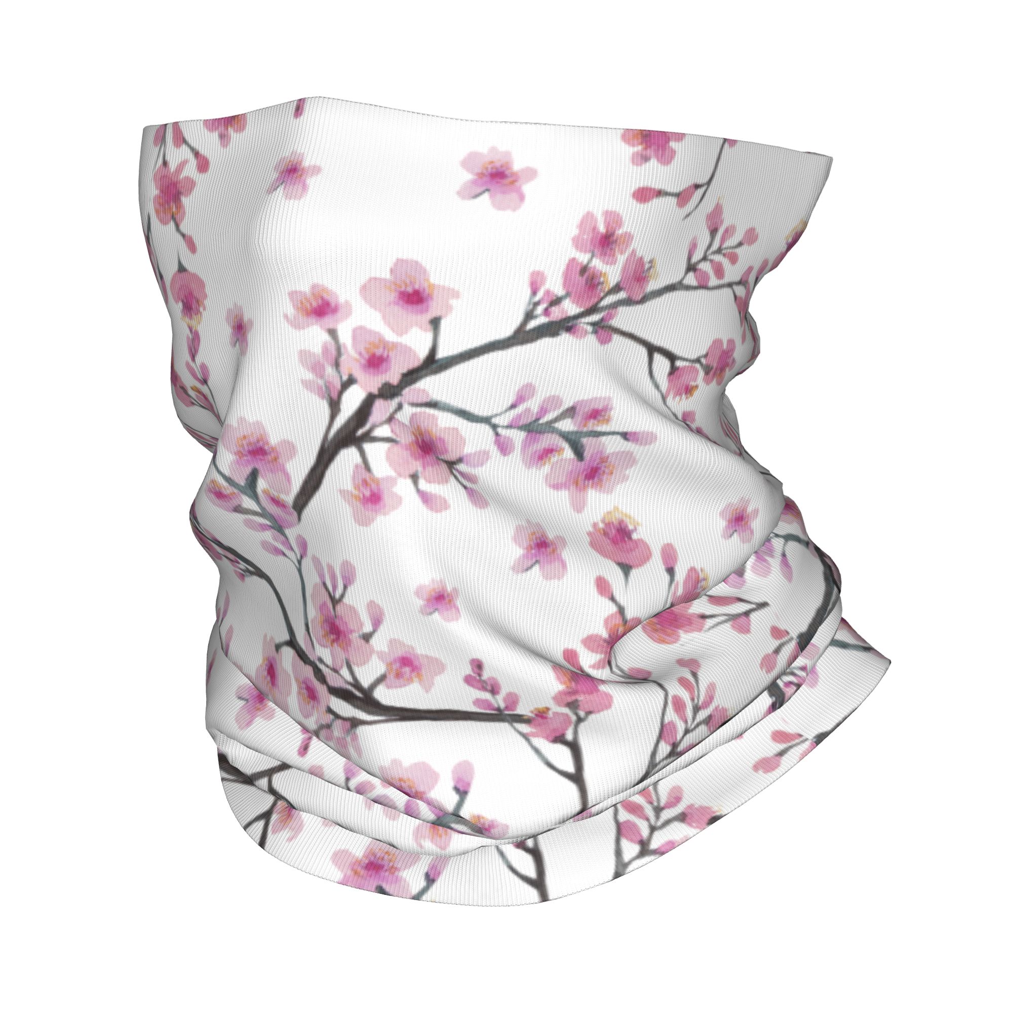 Neck Gaiter Face Cover - 日本桜の花と赤い日の出の旗が描かれたバンダナネックゲイター防風フェイススカーフカバーフラワーヘッドバンドチューブバラクラバ