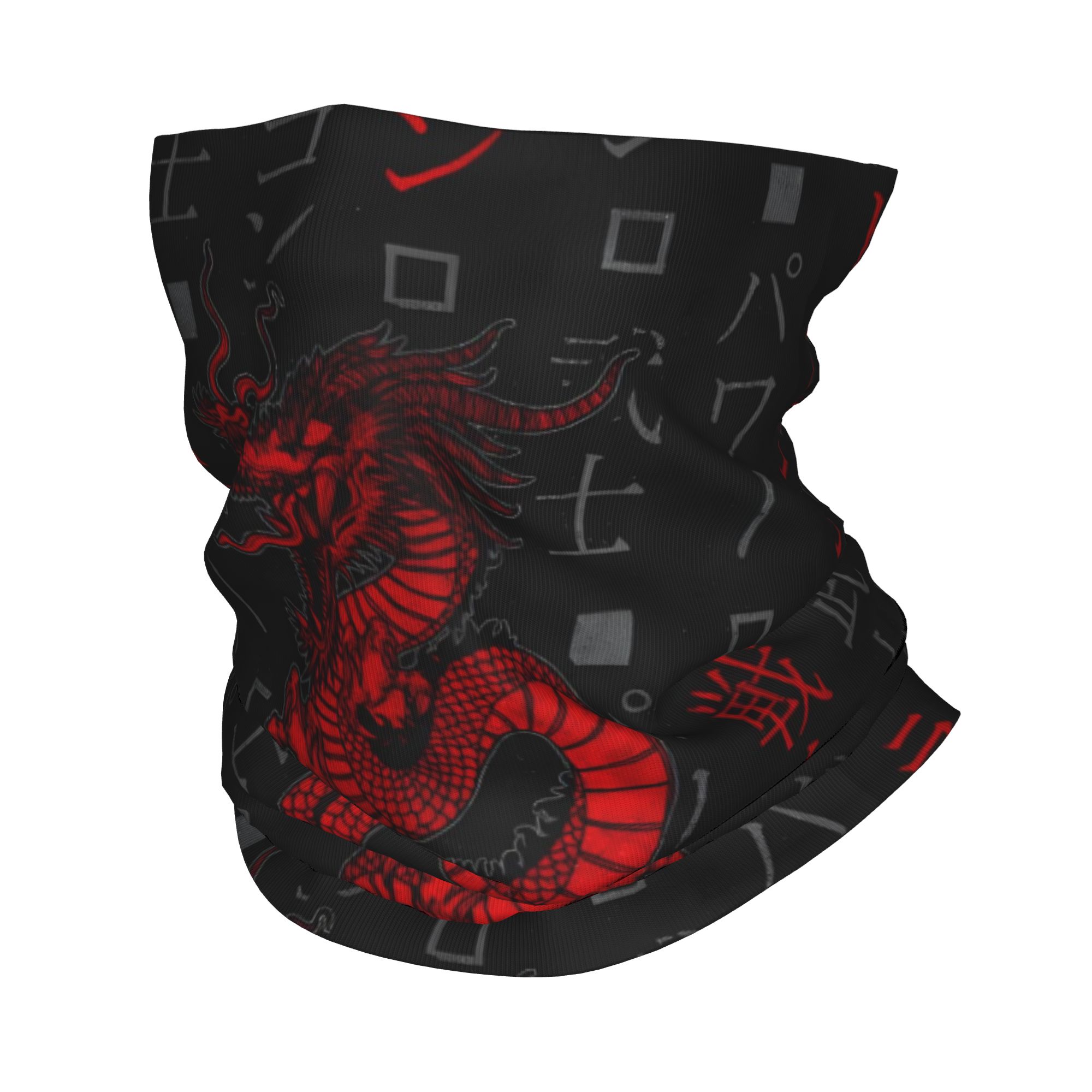 Neck Gaiter Face Cover - レッドドラゴンアニマルバンダナネックゲートル防風フェイススカーフカバー男性女性幸運を象徴新年ギフト帽子チューブ目出し帽