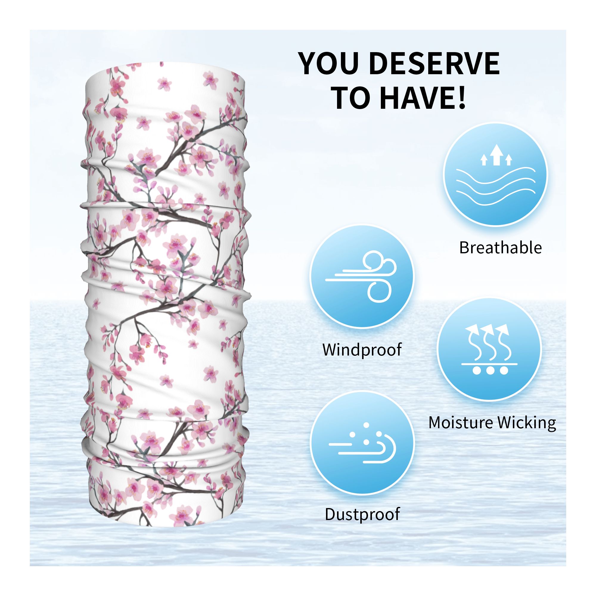 日本桜の花と赤い日の出の旗が描かれたバンダナネックゲイター防 - Neck Gaiter Face Cover のレビューと価格