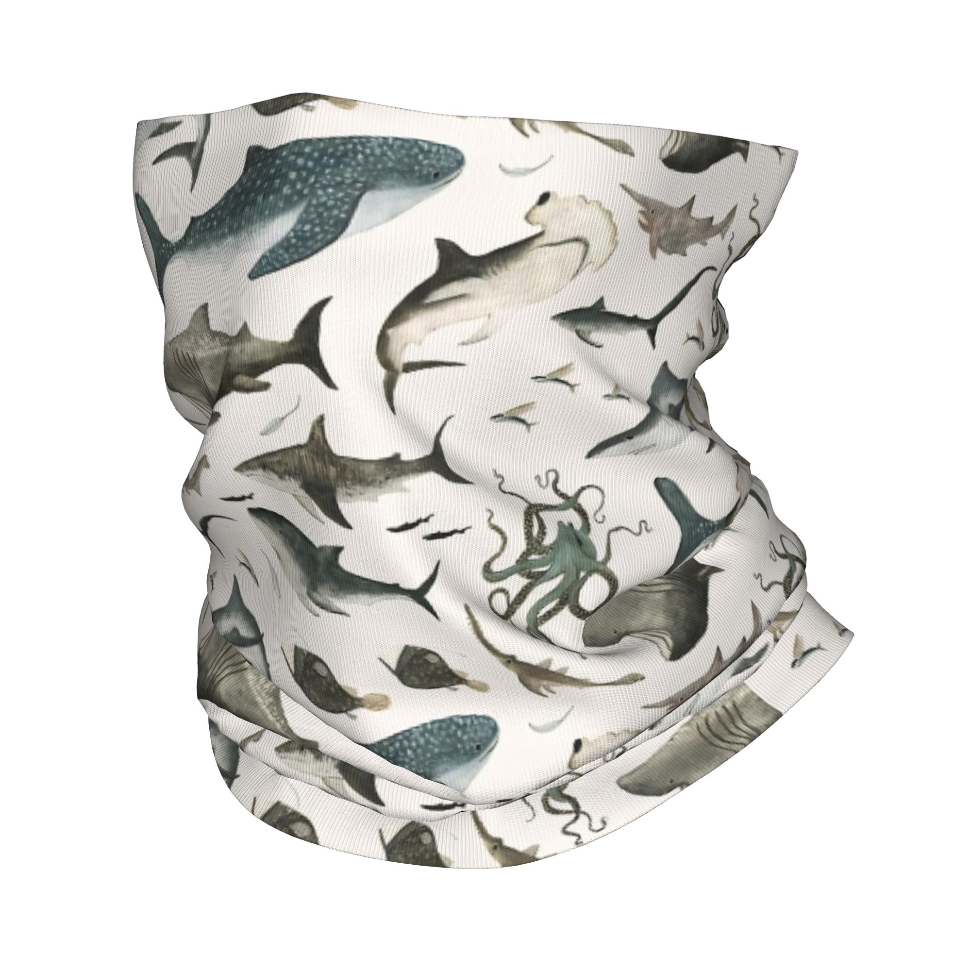 サメ海洋動物サメバンダナネックカバープリントラップスカーフ暖 - Neck Gaiter Face Cover のレビューと価格